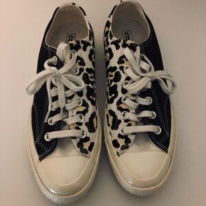 Converse Size 7 Black & Animal Print Sneakers